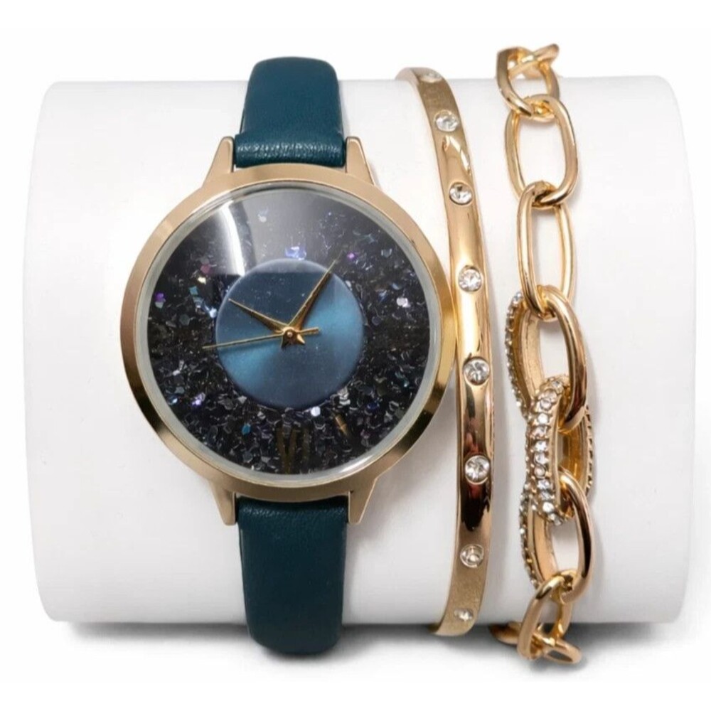 INC International Concepts Women’s Watch & Bracelet Set Gold Tone New Open Box